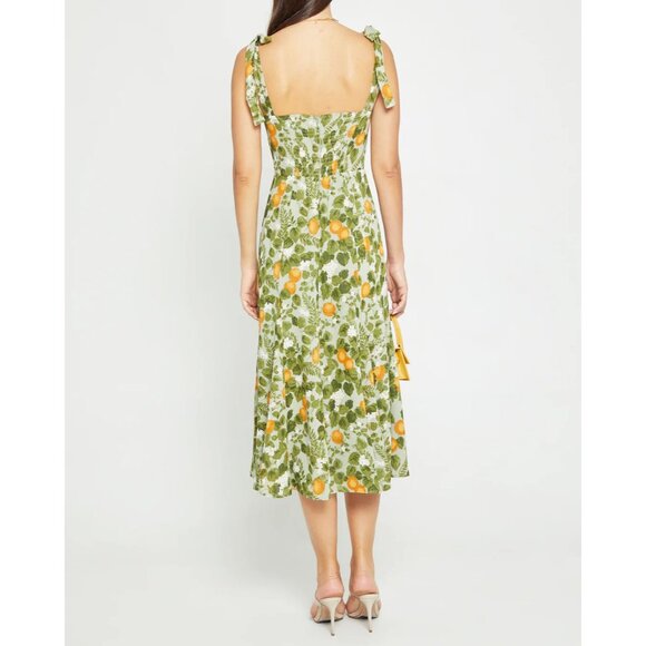 Orange Grove Floral Nadira Dress by manu Reformation 100% Viscose Green Midi 6/S - Picture 4 of 7